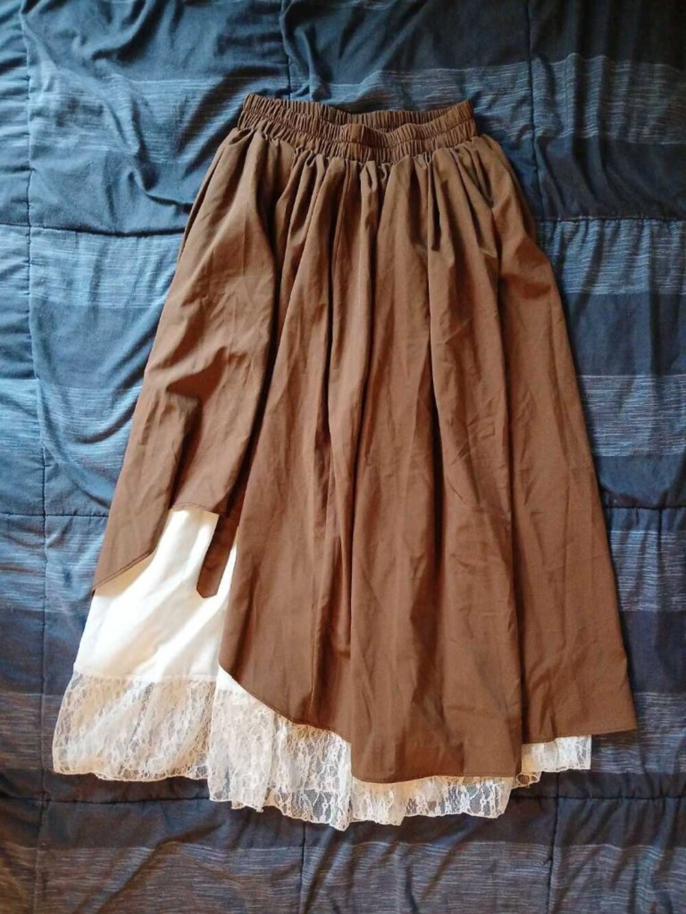 Brown Renaissance-style double-layered maxi skirt